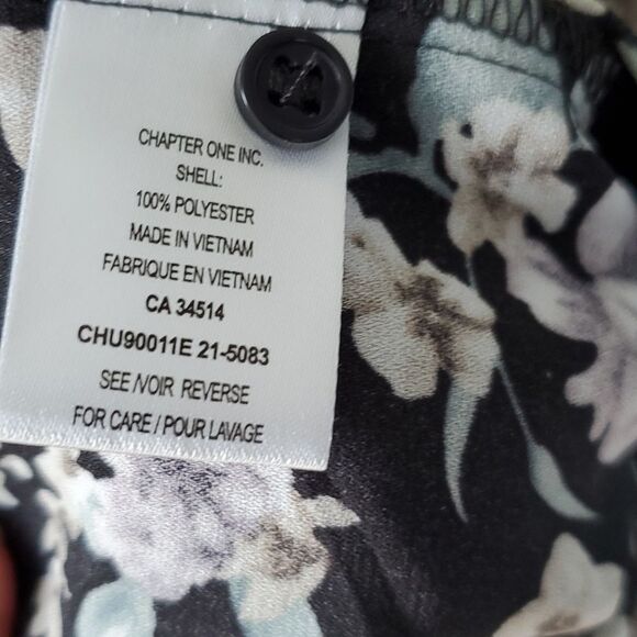 BLOUSOLOGY SLEEVELESS RUFFLE POPOVER TOP BLOUSE LARGE FLORAL FLOWY FALL BLACK - Picture 6 of 12